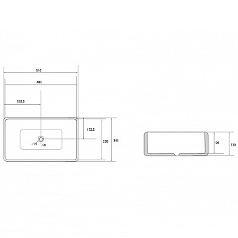 Раковина накладная Abber RECHTECK AC2207MB 51х34,5см