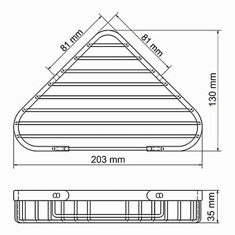 Полка в ванную угловая WASSERKRAFT K-733WHITE 1-ярусная 13х20,3см белый
