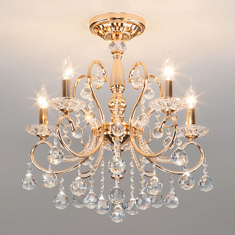 Люстра потолочная Eurosvet Collana 10096/5 золото/прозрачный хрусталь Strotskis 60Вт 5 лампочек E14