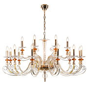 Люстра подвесная CRYSTAL LUX CATARINA CATARINA SP12+6 V2 GOLD/TRANSPARENT-COGNAC 1080Вт 18 лампочек E14