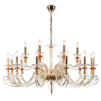 Люстра подвесная CRYSTAL LUX CATARINA CATARINA SP12+6 V2 GOLD/TRANSPARENT-COGNAC 1080Вт 18 лампочек E14
