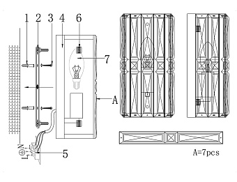 Светильник настенный Maytoni Facet MOD094WL-01G 60Вт E14