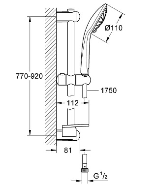 Душевой гарнитур GROHE Euphoria 110 Massage 27226001 хром