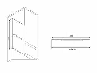 Стеклянная шторка на ванну Abber Immer Offen AG70100B 140х100см