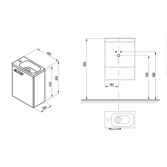 Тумба под раковину подвесная RAVAK SD X000000965 22х40х50см