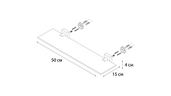 Полка в ванную прямоугольная FIXSEN KVADRO FX-61303 1-ярусная 15х50см хром