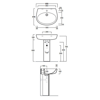 Раковина SIMAS Lft Spazio LFT05bi*1 65,5х51см