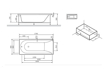 Экран для ванны AM-PM Spirit W72A-180-080W-P2 80см