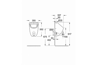 Писсуар GROHE Bau Ceramic 39439000 с внутренним подводом воды