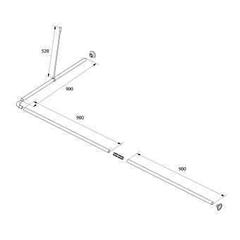 Угловой карниз для ванной комнаты, 90-180 см, глянц. хром, Elegante, IDDIS, 050A200I14