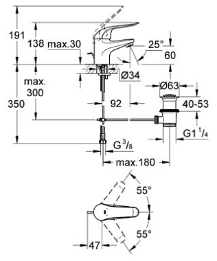 Смеситель для раковины GROHE Euroeco Speсial 32763000 хром