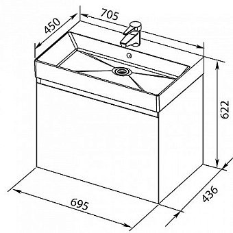 Тумба с раковиной AQUANET Йорк 212592 43,6х70,5х62,2см