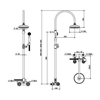 Душевая система Bongio Rivoli 05537OR00D золото