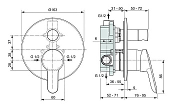 Смеситель для ванны IDEAL STANDARD DOT 2.0 A7165AA хром