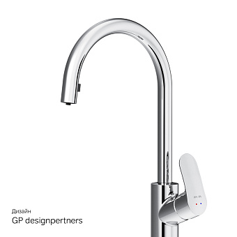 Смеситель для кухни AM-PM Like F8012000 высокий излив хром/чёрный