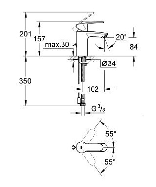 Смеситель для раковины GROHE Eurostyle Cosmopolitan 3355720E хром