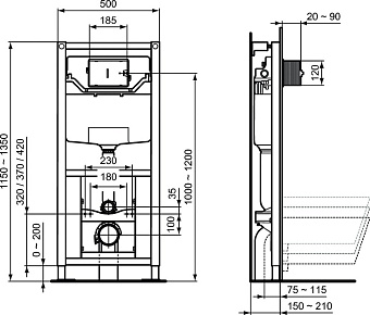 Инсталляция для подвесного унитаза IDEAL STANDARD PROSYS R009567