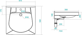 Раковина над стиральной машиной Santek Пилот 1WH301970 60х50см