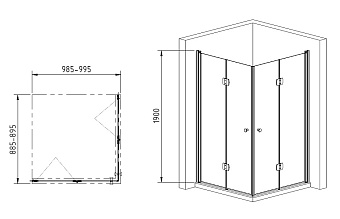 Угловое ограждение Gemy Dutch Windmill S37193D-S37193C 190х90см стекло прозрачное