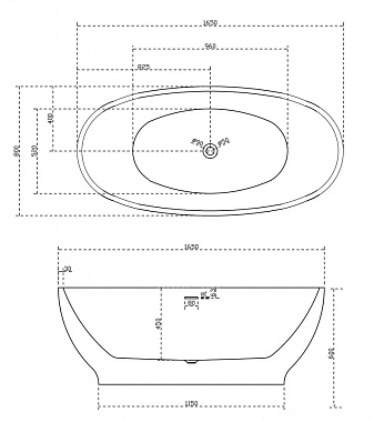 Ванна акриловая Abber AB9207MB 165х80см отдельностоящая