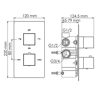 Смеситель для ванны WASSERKRAFT Alme 1500 1544 Thermo хром