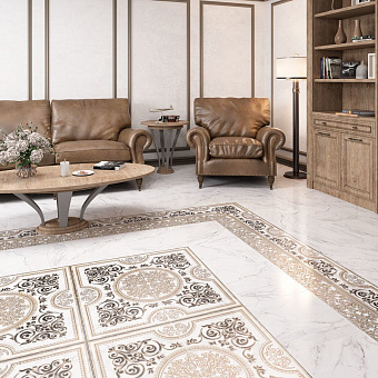 Декор ALMA CERAMICA Arina DFU03ARA224 бежевый/чёрный 41,8х41,8см 1,398кв.м.