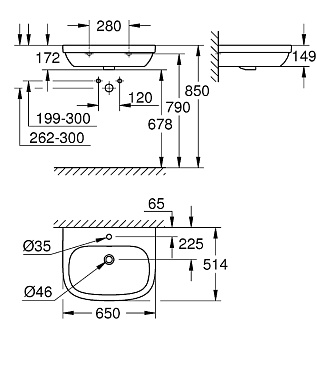 Раковина подвесная GROHE Euro Ceramic 39323000 65х51,4см