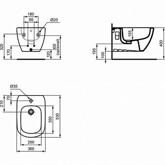 Биде подвесное IDEAL STANDARD Tesi T3552V1