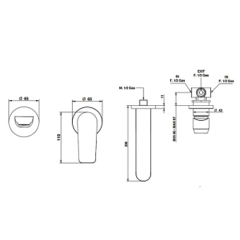 Смеситель для раковины Bongio GIO2 80538NEPREU чёрный матовый