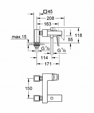 Смеситель для ванны GROHE Eurocube 23143000 хром