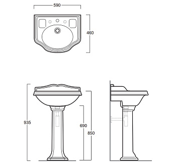 Раковина на пьедестале SIMAS Arcade AR814bi*1 59х46см