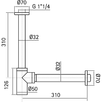Сифон для раковины бутылочный Huber ZB004130D1