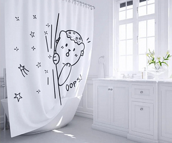 Шторка для ванной FIXSEN Teddy FX-2505 200х180см Белый/чёрный