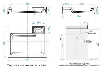 Раковина подвесная Azario Etna CS00078303 60х50см