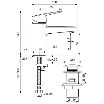 Смеситель для раковины IDEAL STANDARD CERAPLAN BD216AA chrome