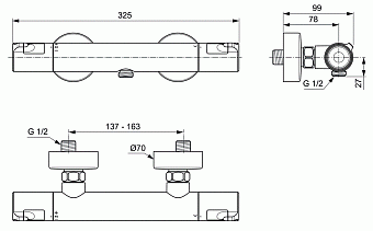 Смеситель для душа IDEAL STANDARD CERATHERM T50 A7214AA хром