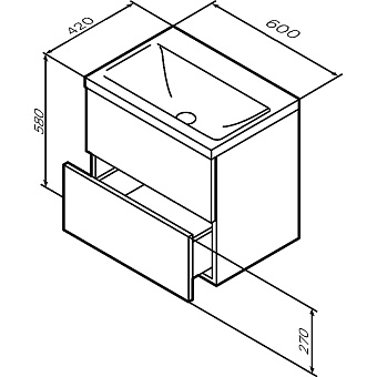Тумба под раковину подвесная AM-PM Gem M90FHX06022GM 41х60х54см