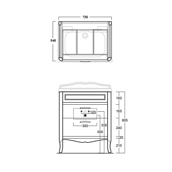 Тумба под раковину напольная SIMAS Arcade ARM1 noce/cr 54х73х80,5см