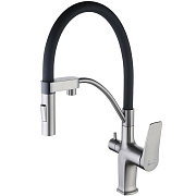 Смеситель для кухни LEMARK Bronx LM3761GM с краном для питьевой воды графит