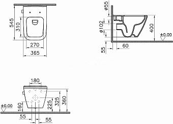 Унитаз подвесной VITRA Integra Square 7082B003-7209 безободковый без микролифта