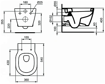 Унитаз подвесной IDEAL STANDARD CONNECT E822301 безободковый без микролифта