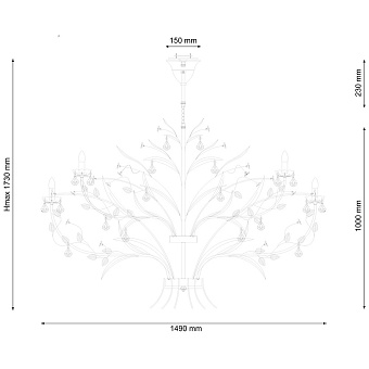 Люстра подвесная Lucia Tucci FIORI 1770.24 960Вт 24 лампочек E27