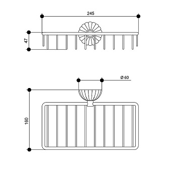 Полка в ванную прямоугольная Bongio Radiant 02013OR00 1-ярусная 14,5х24,5см золотой