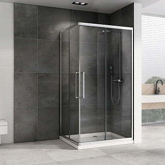 Угловое ограждение Abber Schwarzer Diamant AG02128H 195х80см стекло прозрачное