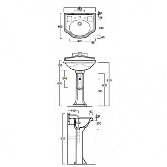 Раковина на пьедестале SIMAS Arcade AR814bi*3 59х46см