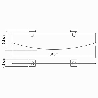 Полка в ванную округлая WASSERKRAFT Lippe K-6500 K-6524 1-ярусная 13,2х50см хром