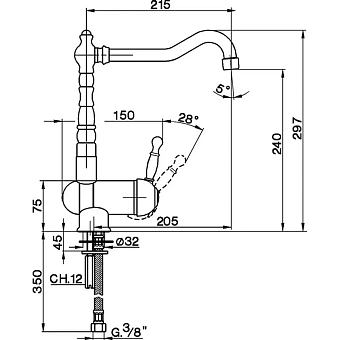 Смеситель для кухни Cisal Arcana Royal AY00153024 высокий излив золото
