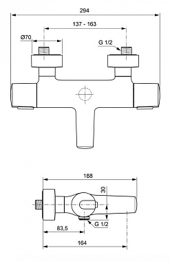 Смеситель для ванны IDEAL STANDARD CERATHERM 100 A4624AA хром