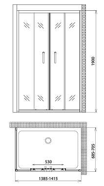 Угловое ограждение Gemy Victoria S30192E-A70 190х70см стекло прозрачное