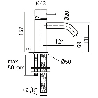 Смеситель для раковины Cisal Xion XI000544D1 нержавейка